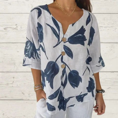 Stella | Printed V-neck tunic top