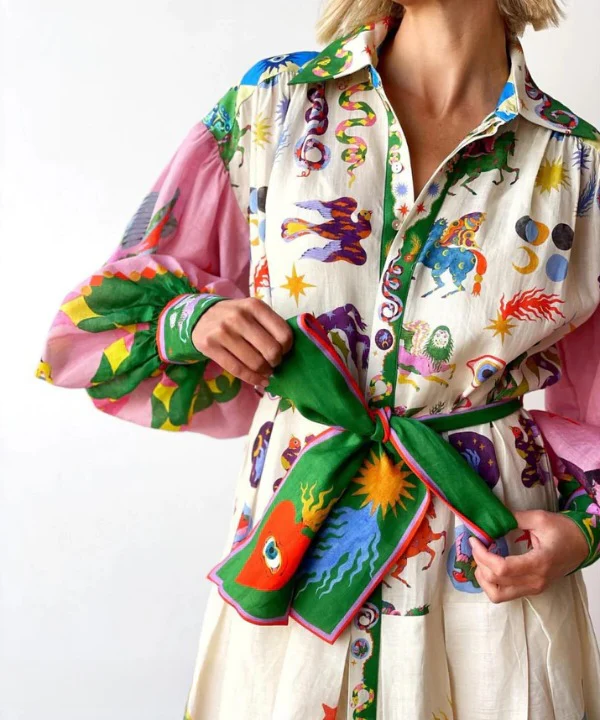 Cassandra | Maxi Print Long Sleeve Dress