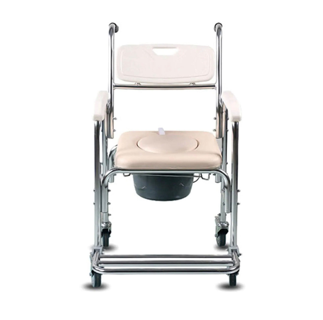 Mobile Shower Toilet Commode Chair Bathroom Bedside Footrest Wheelchair