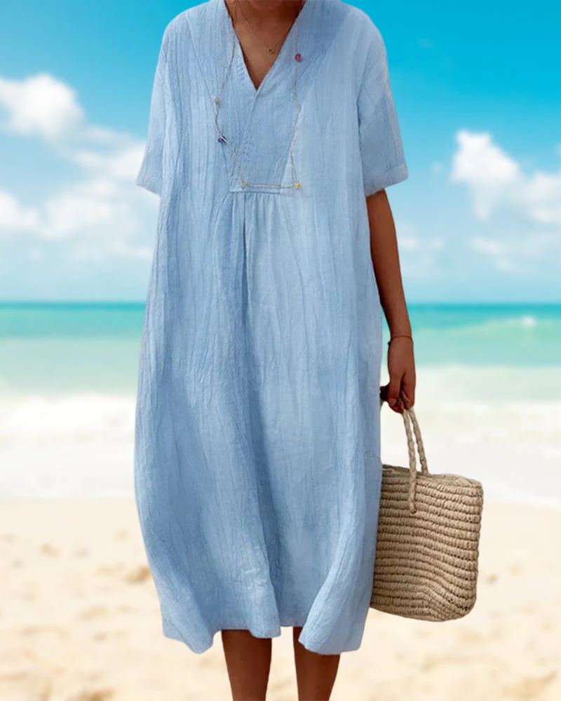 Kayla - V-Neck Dress with Half-Sleeve