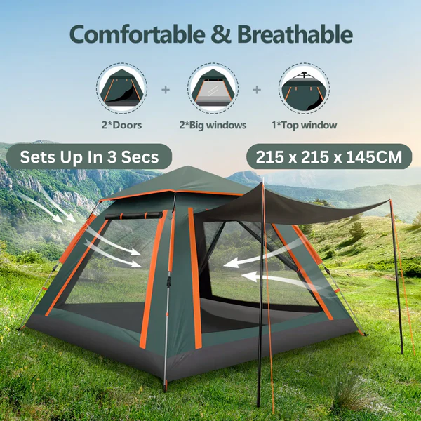 3 Secs Instant Pop-Up Tent - #1 Easiest, Fastest 1-Person Setup Camping Tent 🏕️