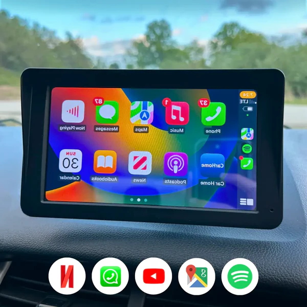 Universal Bluetooth Portable Touchscreen Car Display | Wireless Apple CarPlay & Android Auto