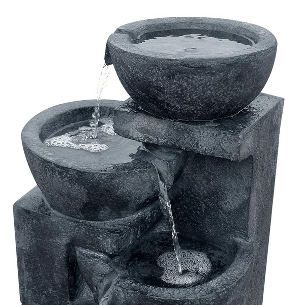 Gardeon 4-Tier Solar Water Feature with LED Lights - Blue 72cm Bird Bath Fountain