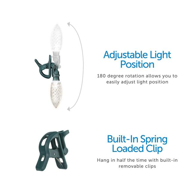 Clip On C9 Christmas Lights 100 Count 67 Ft