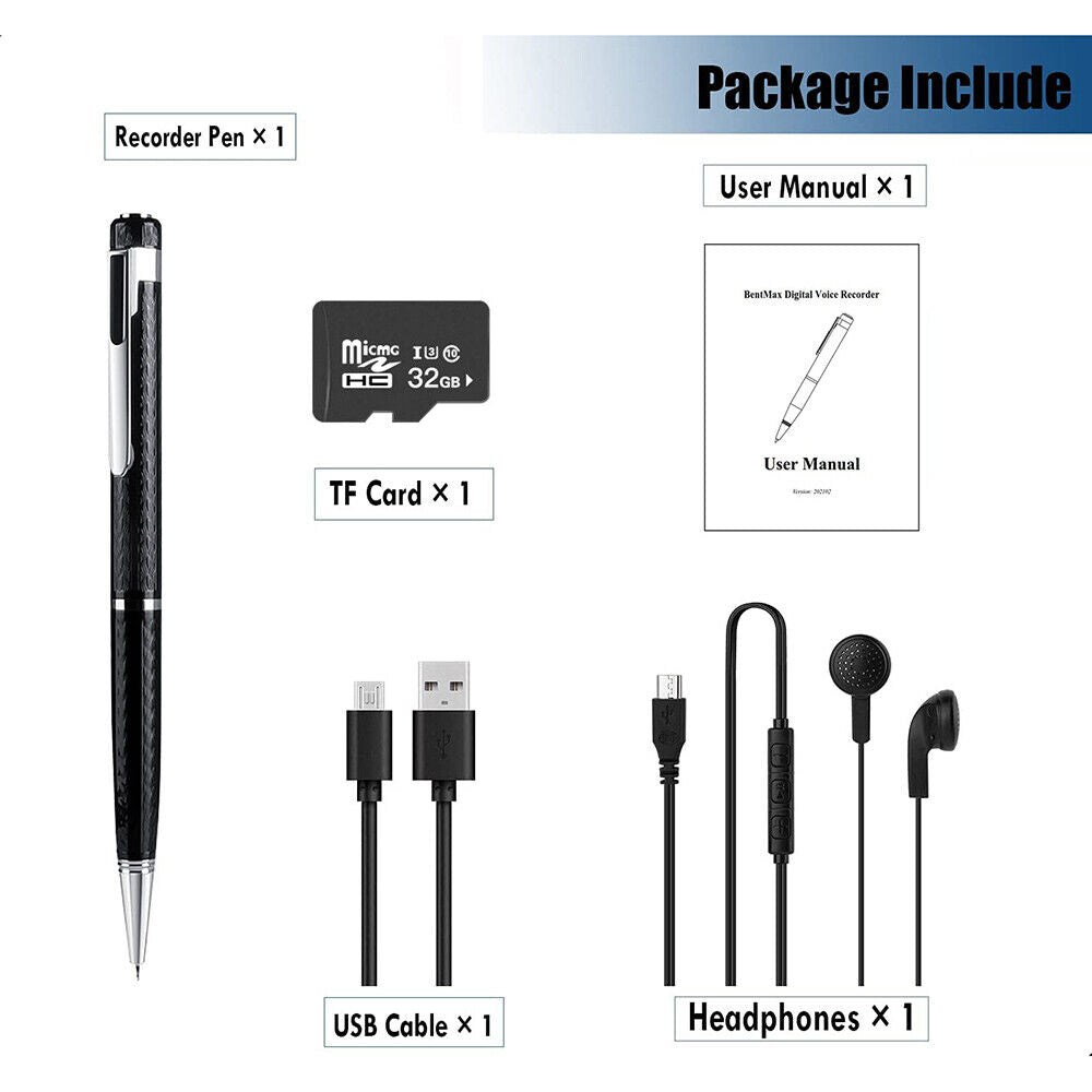 Voice Recorder Pen With 20 Hour Audio Recording Capacity