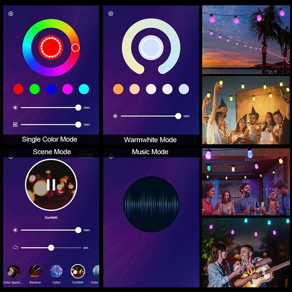 48ft Outdoor RGBW Alexa Smart String Lights