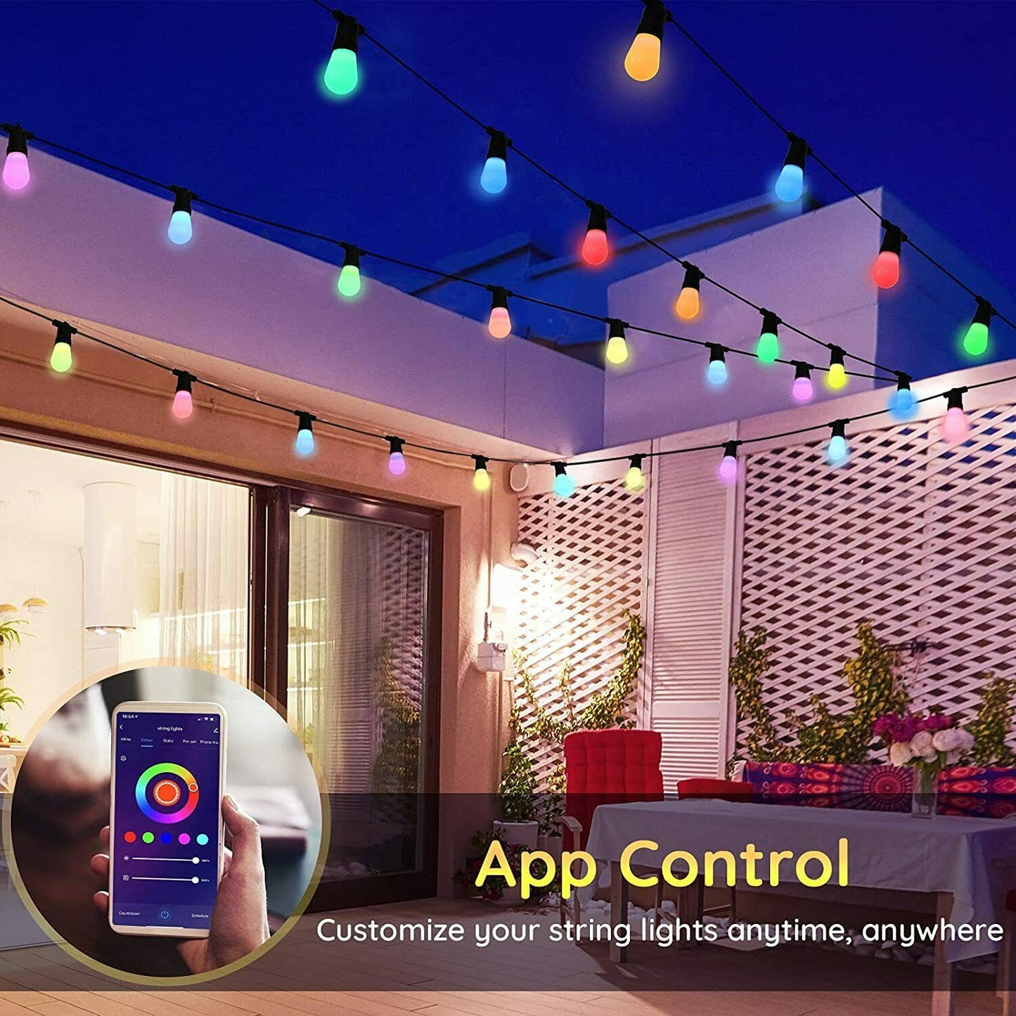 48ft Outdoor RGBW Alexa Smart String Lights