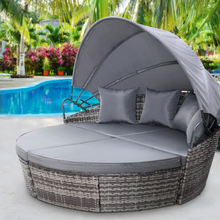 Load image into Gallery viewer, Gardeon Grey Wicker Sun Lounge Setting - Outdoor Day Bed Patio Furniture
