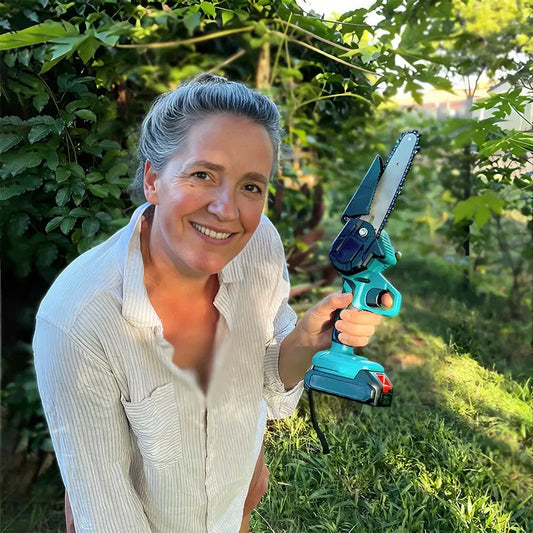 6" Cordless Electric Mini Pruning Chainsaw + (2 FREE Batteries)
