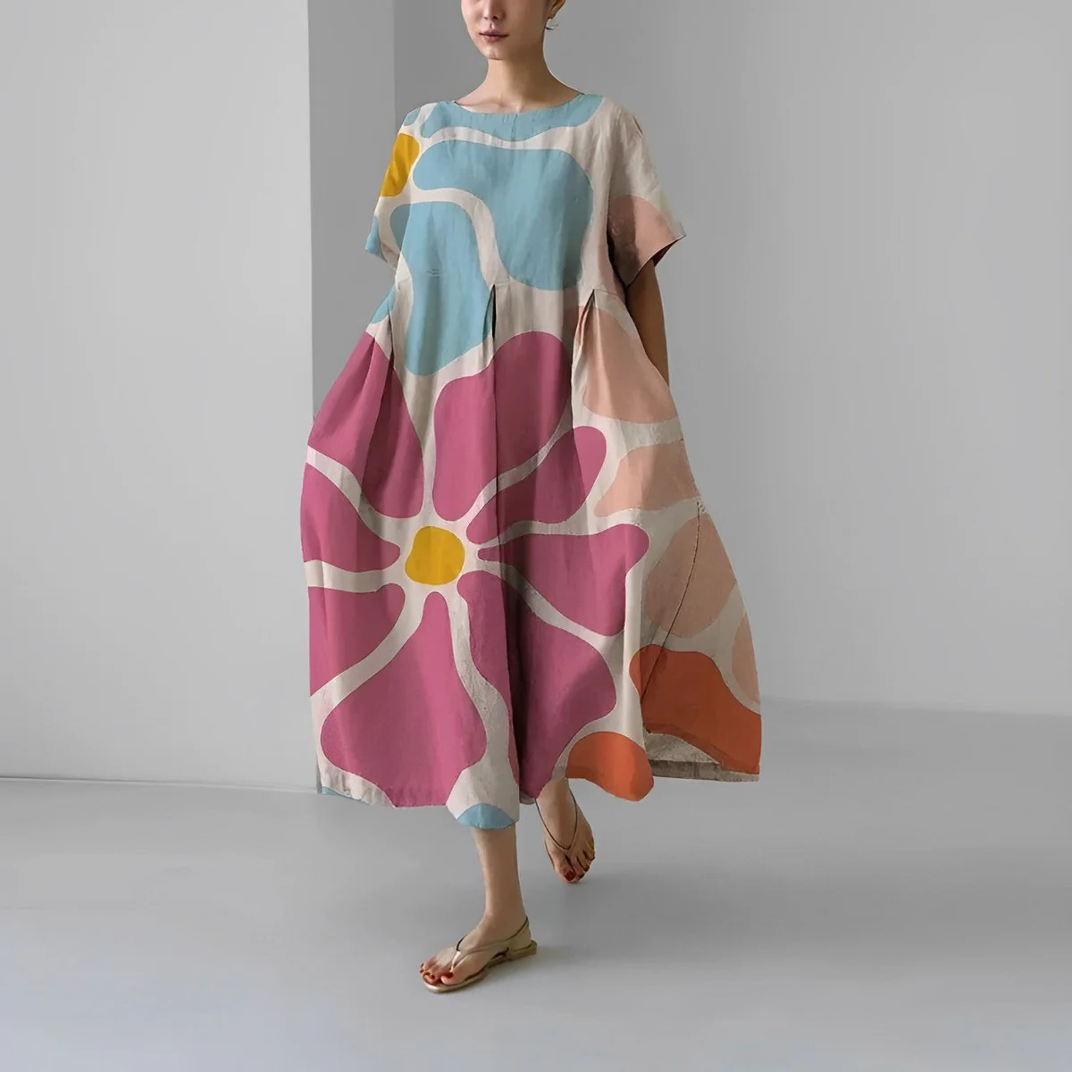 Zoe - Floral Pattern Midi Dress