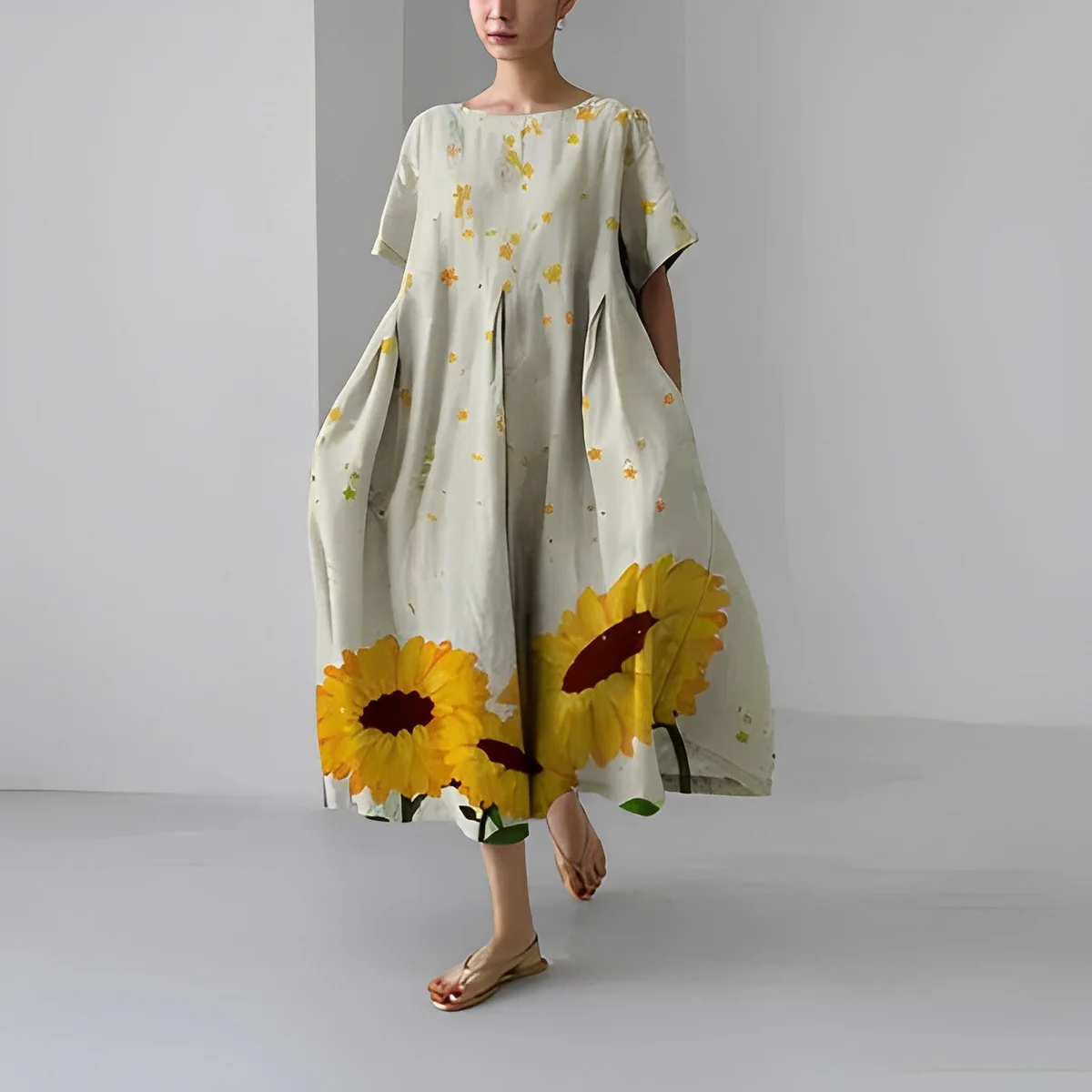 Zoe - Floral Pattern Midi Dress