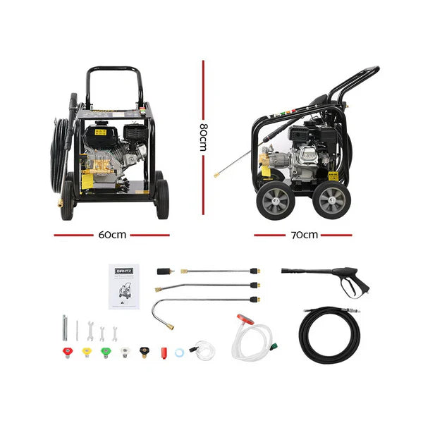 4800PSI Petrol High Pressure Cleaner Washer - 10HP, 20M Hose, Gurney