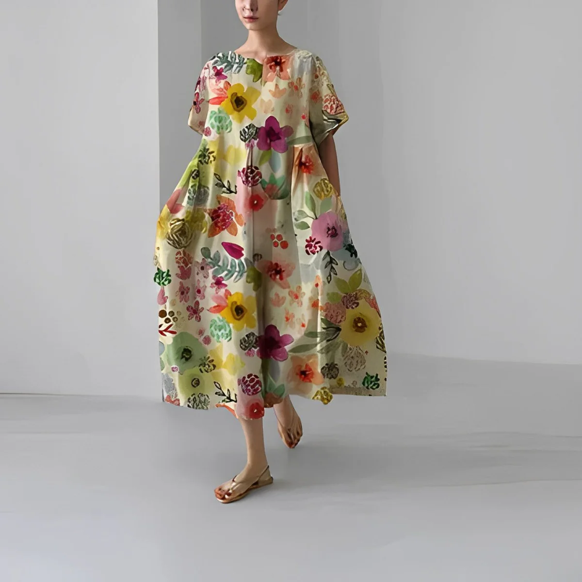 Zoe - Floral Pattern Midi Dress