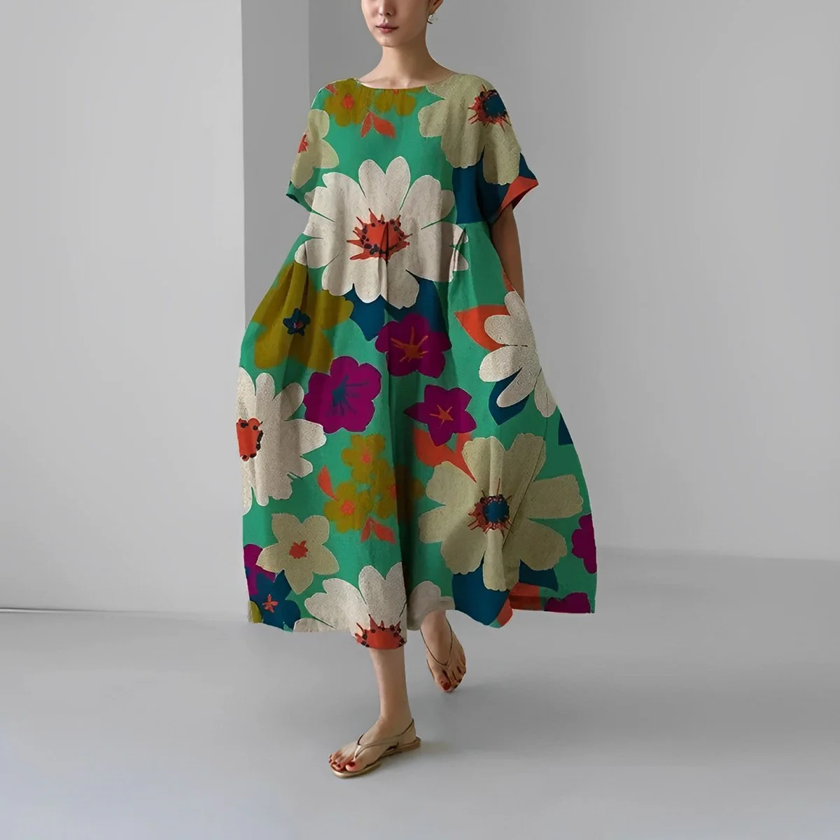 Zoe - Floral Pattern Midi Dress