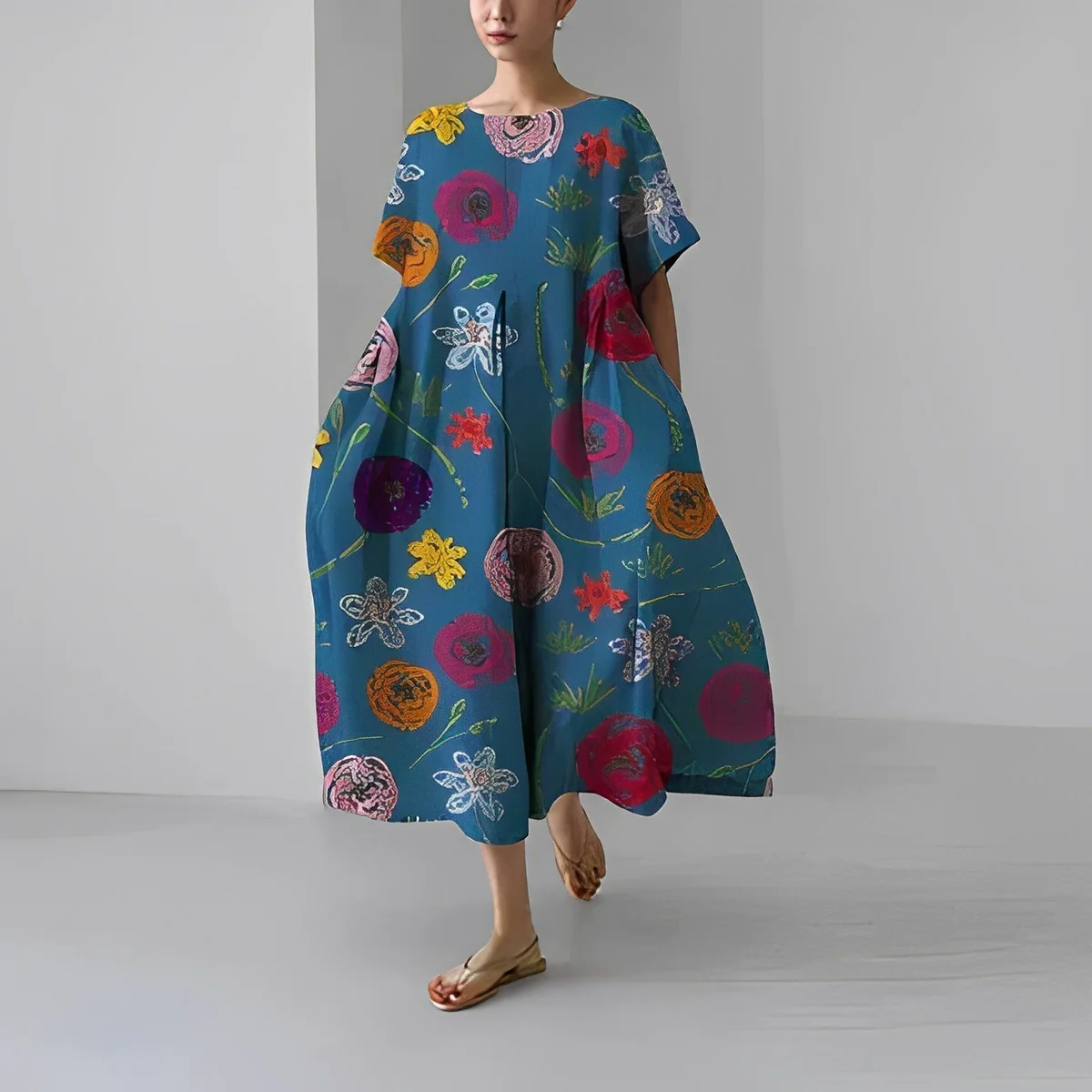Zoe - Floral Pattern Midi Dress