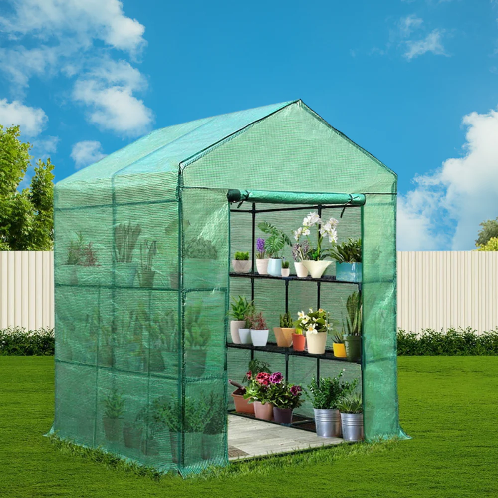 Greenfingers Walk-In Greenhouse 1.4x1.55x2M Tunnel Plant Garden Shed with 8 Shelves