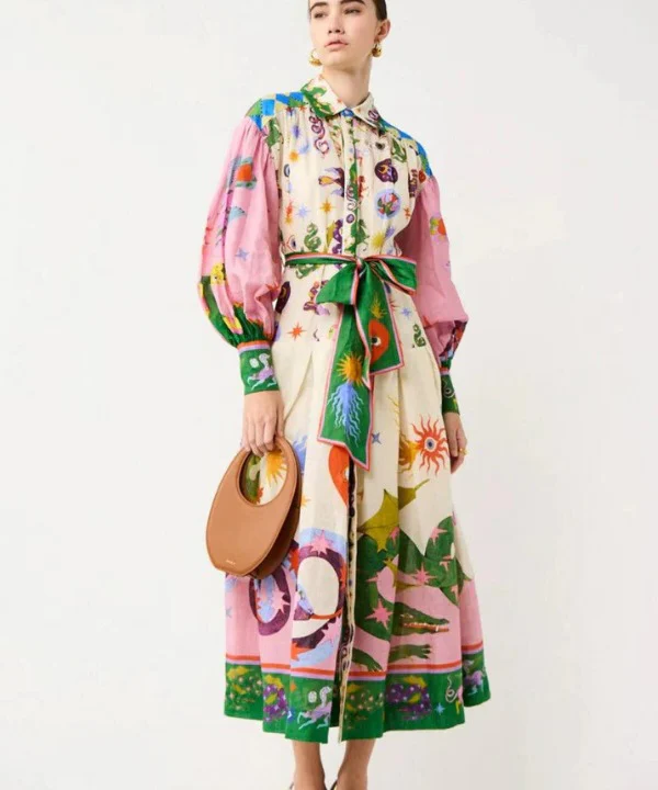 Cassandra | Maxi Print Long Sleeve Dress