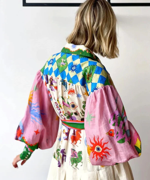 Cassandra | Maxi Print Long Sleeve Dress