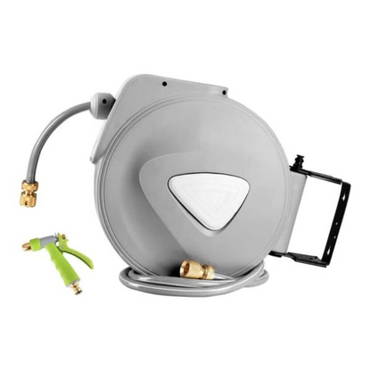 Water Hose Reel 30M Retractable Garden Auto Rewind Brass Spray Gun | Hassle-Free Gardening Solution