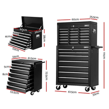 Load image into Gallery viewer, Giantz 17 Drawer Tool Box Cabinet Chest Trolley - Black Garage Storage Organizer
