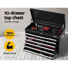 Load image into Gallery viewer, Giantz 17 Drawer Tool Box Cabinet Chest Trolley - Black Garage Storage Organizer
