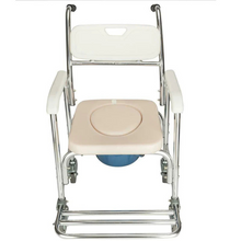 Load image into Gallery viewer, Mobile Shower Toilet Commode Chair Bathroom Bedside Footrest Wheelchair
