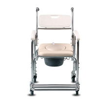 Load image into Gallery viewer, Mobile Shower Toilet Commode Chair Bathroom Bedside Footrest Wheelchair
