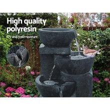 Load image into Gallery viewer, Gardeon 4-Tier Solar Water Feature with LED Lights - Blue 72cm Bird Bath Fountain
