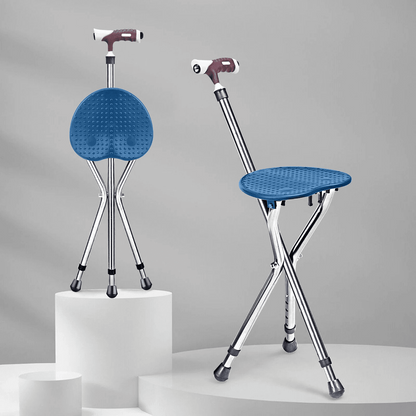 Portable Walking Stick with Seat Folding and Torch