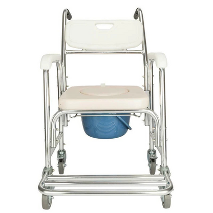 Mobile Shower Toilet Commode Chair Bathroom Bedside Footrest Wheelchair
