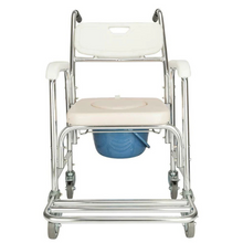 Load image into Gallery viewer, Mobile Shower Toilet Commode Chair Bathroom Bedside Footrest Wheelchair
