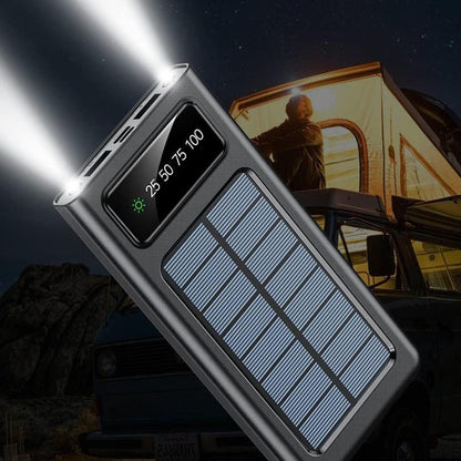 Solar Power Bank 20000mah Fast Charging With Built-In Cables