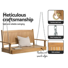 Load image into Gallery viewer, Gardeon Teak Porch Swing Chair with Chain - Outdoor Wooden Bench 2-Seat Furniture
