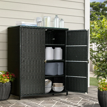 Load image into Gallery viewer, Gardeon Outdoor Wicker Storage Cabinet - Multi-Functional Garden Shed, Chest, and Bar Table for Tools and Essentials
