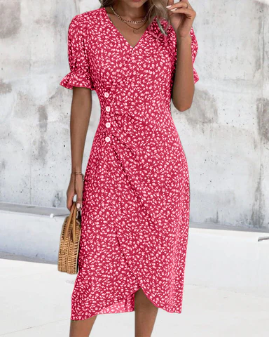 Adeline - Floral Print Dress With Short Sleeves