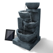 Load image into Gallery viewer, Gardeon 4-Tier Solar Water Feature with LED Lights - Blue 72cm Bird Bath Fountain
