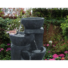 Load image into Gallery viewer, Gardeon 4-Tier Solar Water Feature with LED Lights - Blue 72cm Bird Bath Fountain
