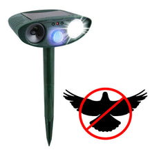 Load image into Gallery viewer, Ultrasonic Bird Repeller Long Range Solar Powered
