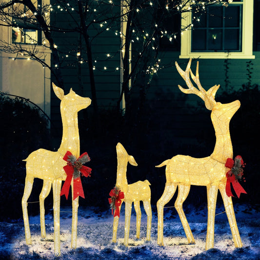 Pre-Lit 3 Piece Deer Family Set Outdoor Christmas Decoration