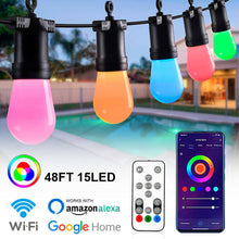 Load image into Gallery viewer, 48ft Outdoor RGBW Alexa Smart String Lights
