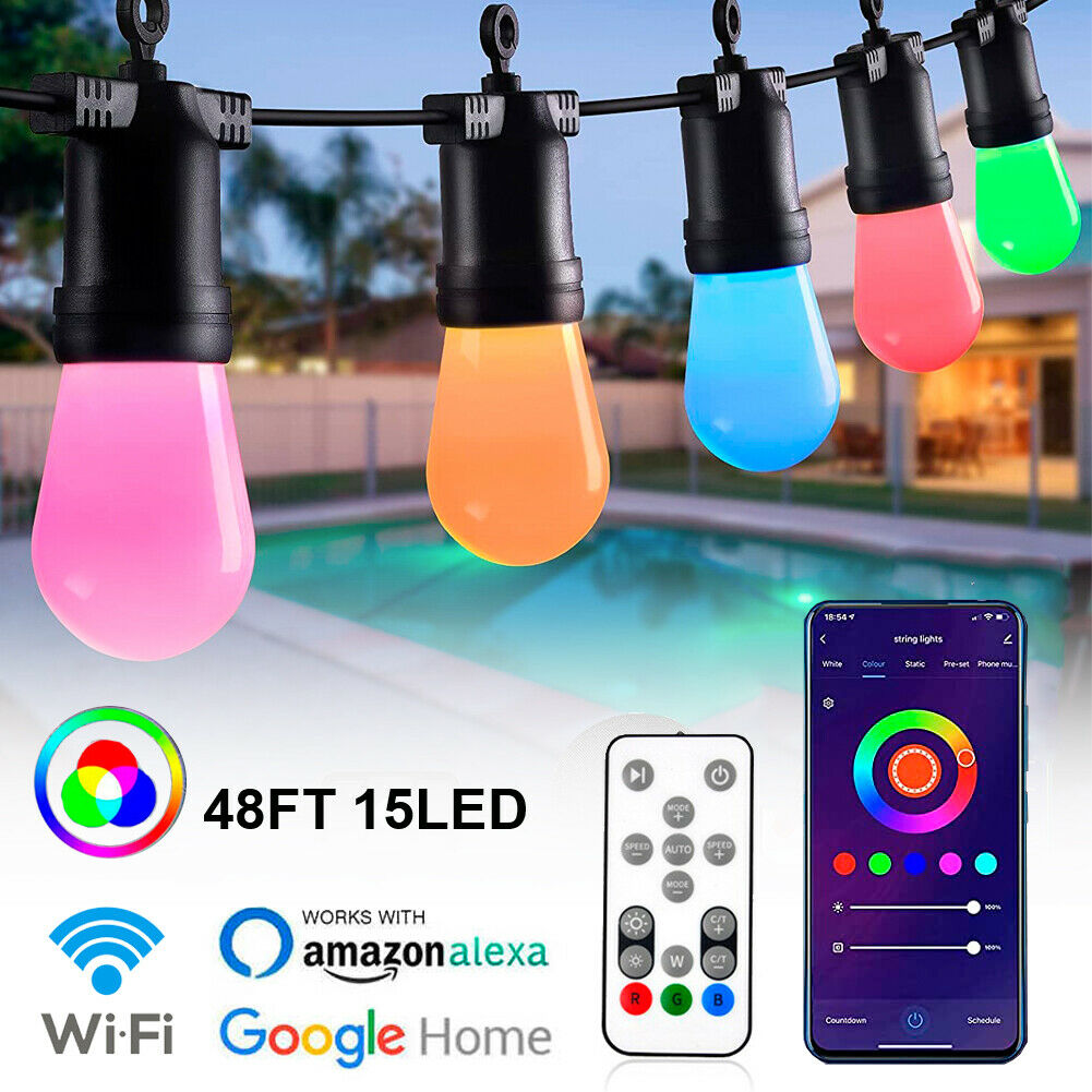 48ft Outdoor RGBW Alexa Smart String Lights