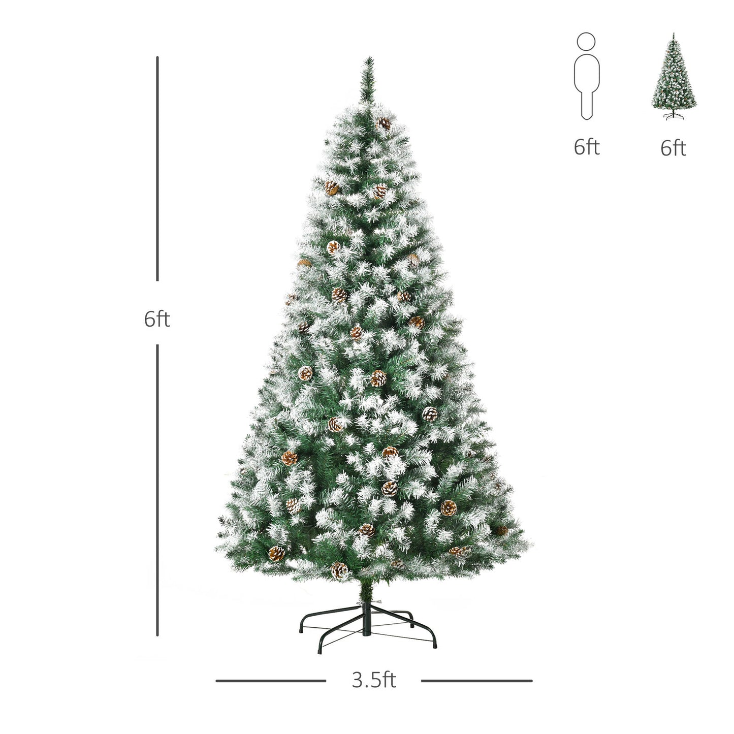 6' Artificial Flocked Christmas Tree w/ Pine Cone