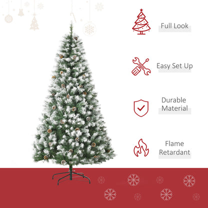 6' Artificial Flocked Christmas Tree w/ Pine Cone