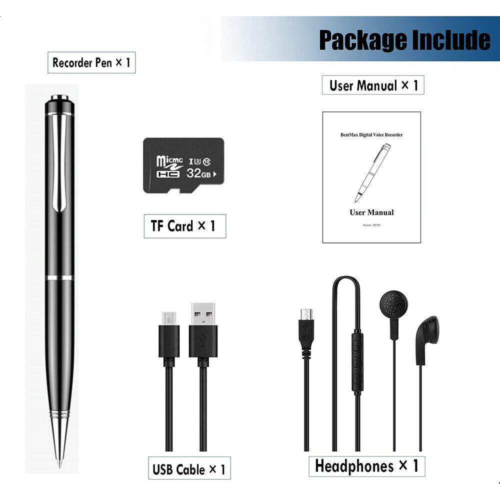 Voice Recorder Pen With 20 Hour Audio Recording Capacity